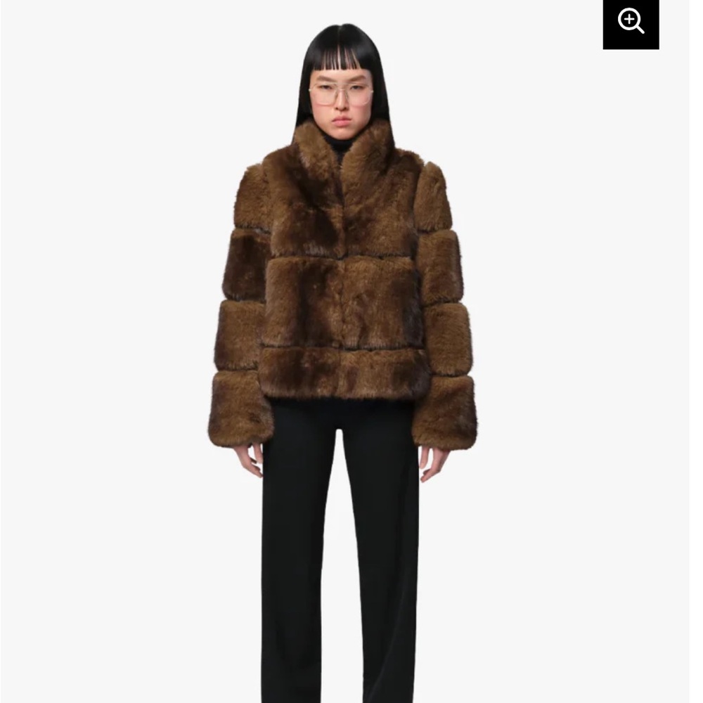 Apparis Faux Fur Coat in Brown - Picture 2 of 4